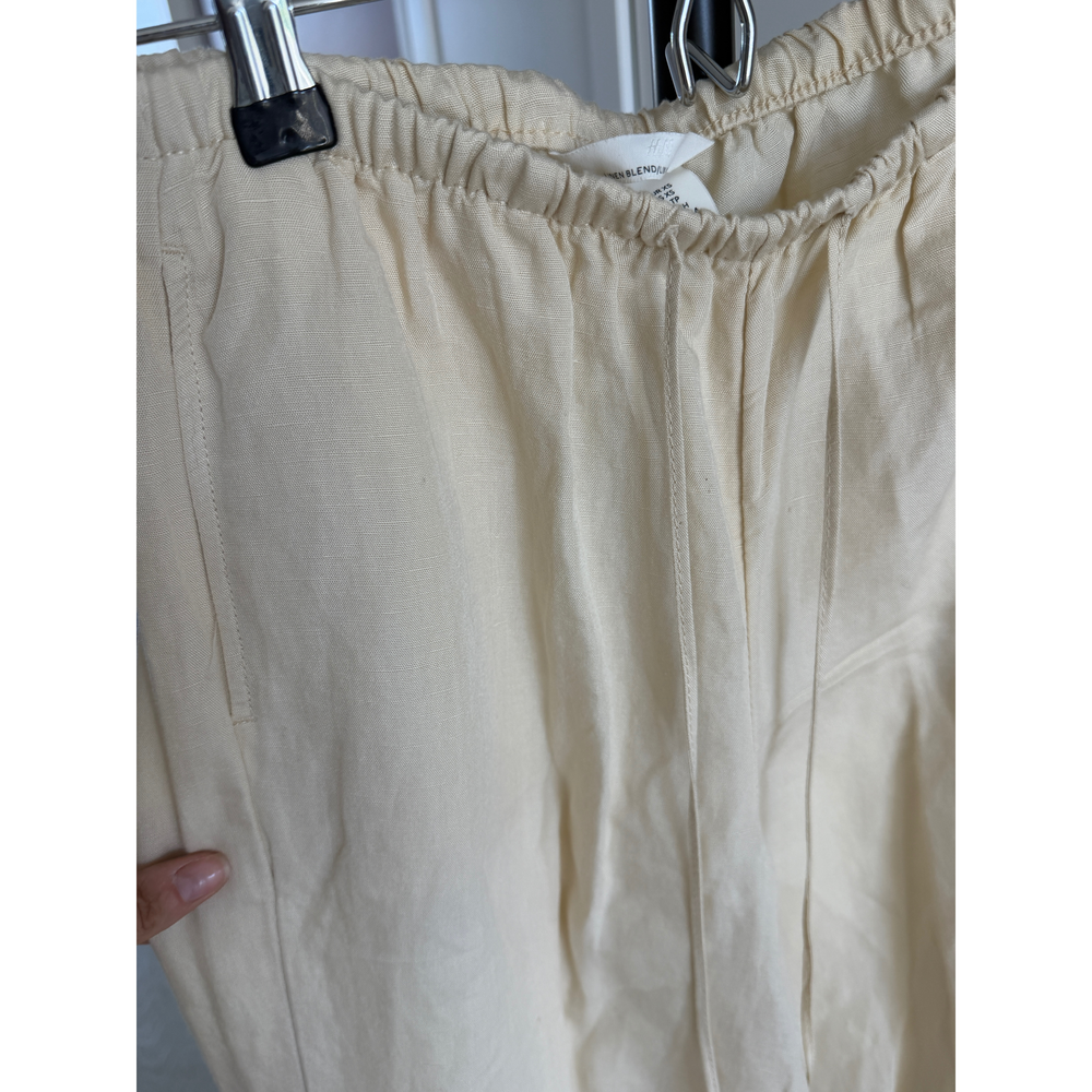 H&M Women Linen Blend Drawstring Pants Cream XS - Picture 2 of 4